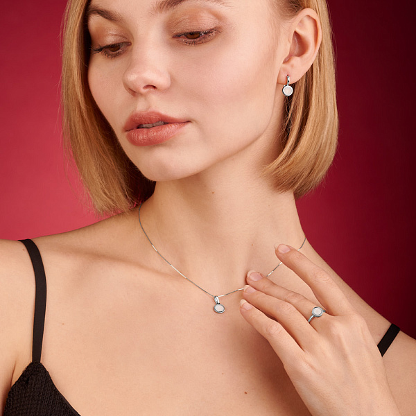 Серьги из белого золота Лýна с эмалью (арт. 111081/1беп) – изображение 3