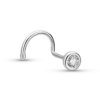 Фото Золотой пирсинг в нос с бриллиантом (арт. Н011825005б)
