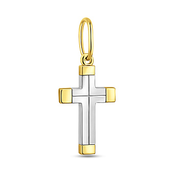 Фото Хрестик з жовтого і білого золота (арт. 440751жб)