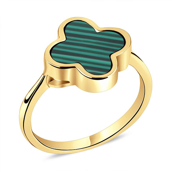 Каблучка зі срібла з малахітом і жовтим родіюванням (арт. 7501/3861/15жмлх) – зображення 1