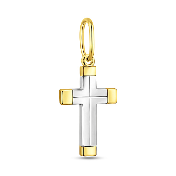 Хрестик з жовтого і білого золота (арт. 440751жб) – зображення 1