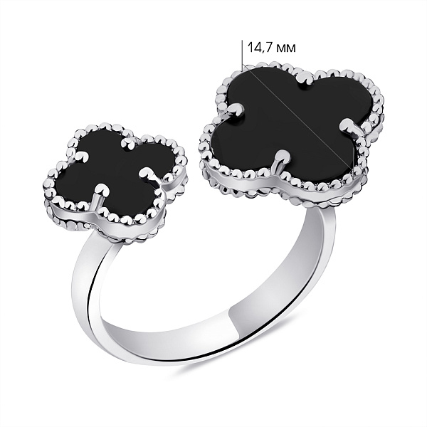 Серебряное кольцо Клевер с ониксом (арт. 7501/6521о) – изображение 2