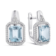 Фото Срібні сережки з топазом і фіанітами (арт. 7502/2188322Пг)