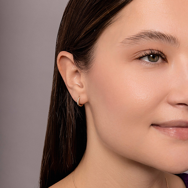 Золоті сережки конго з фіанітами (арт. 110276) – зображення 3