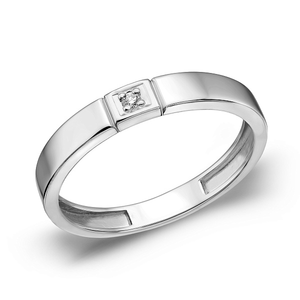 Золотое кольцо в белом цвете металла с бриллиантом (арт. К011030б) – изображение 1