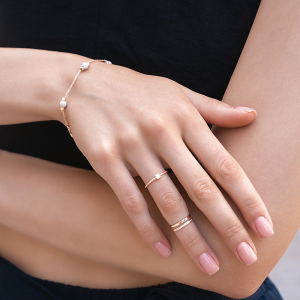 Подвійна фалангова каблучка із золота з доріжкою фіанітів (арт. 140841ф) – зображення 2