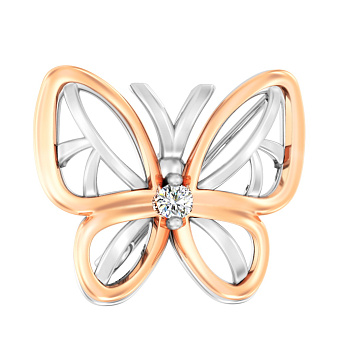 Золотая брошь «Бабочка» с фианитом (арт. 360089)