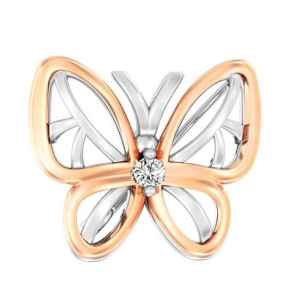 Золота брошка «Метелик» з фіанітом (арт. 360089) – зображення 1