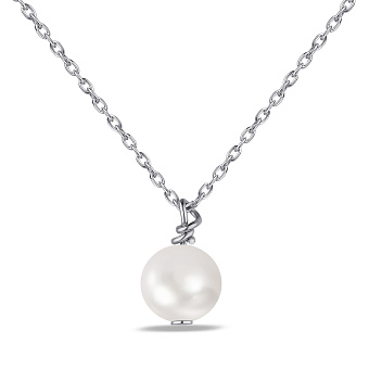 Серебряное колье с жемчуженой (арт. 7507/1763жб)