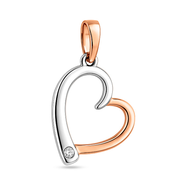 Золотая подвеска Сердце с фианитом (арт. 440497) – изображение 1