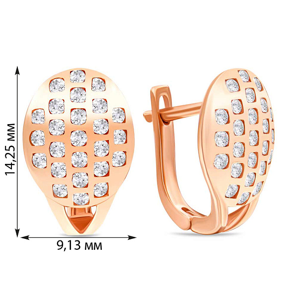 Сережки з червоного золота з фіанітами (арт. 103404) – зображення 2