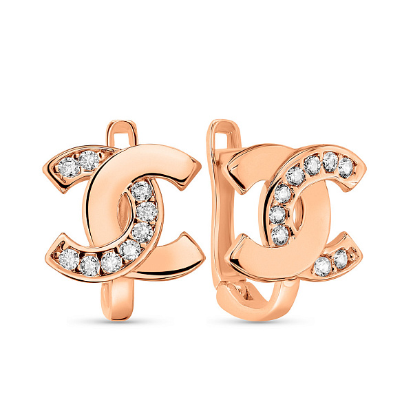 Серьги из красного золота с фианитами (арт. 105809) – изображение 1