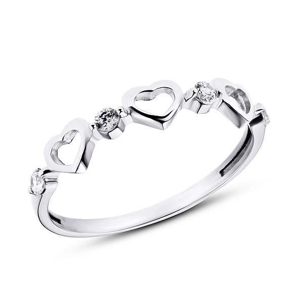 Срібна каблучка «Серденька» з фіанітами (арт. 7501/19063р) – зображення 1