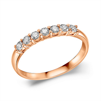 Фото Кольцо из красного золота с дорожкой из бриллиантов (арт. К011270040)