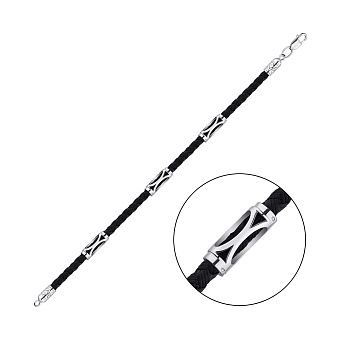 Браслет на шелковой нити с серебряной вставкой (арт. 7309/0271брю)