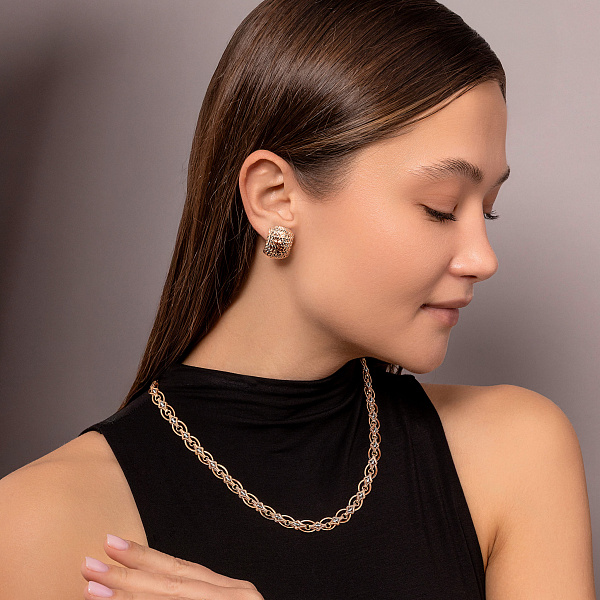 Массивное колье из красного золота с родированием (арт. 350111р) – изображение 4