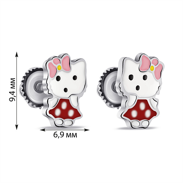 Детские серебряные серьги с эмалью (арт. 7518/7087е) – изображение 2