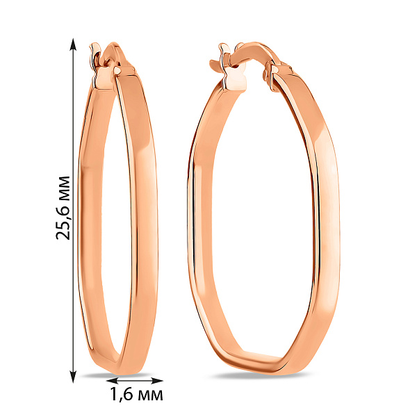 Серьги из красного золота без камней (арт. 1091154/25) – изображение 4