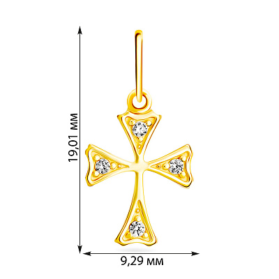 Золота підвіска-хрестик з фіанітами (арт. 440456ж)