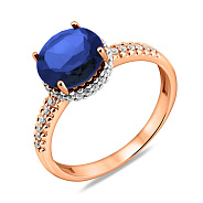 Фото Золотое кольцо с кварцем и фианитами (арт. 141100ПСс)