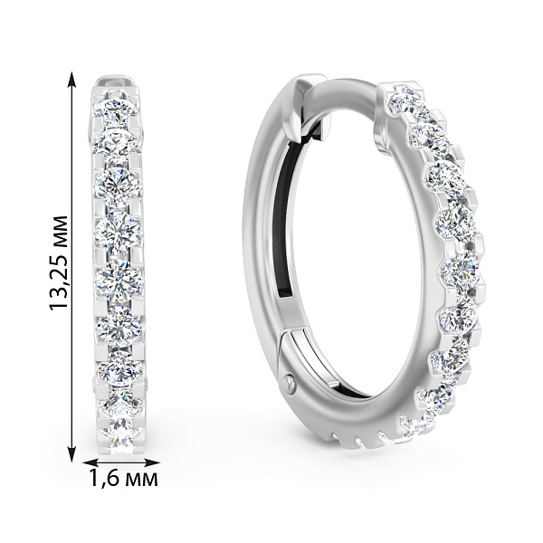 Золоті сережки-кільця з діамантами  (арт. С011362030б) – зображення 2