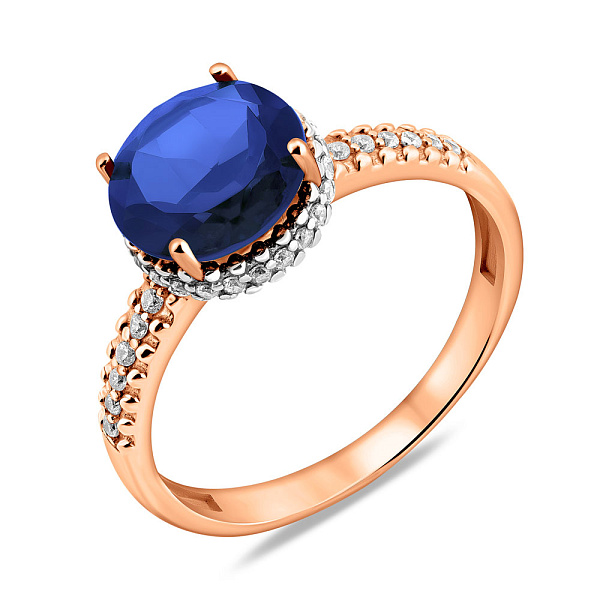 Золотое кольцо с кварцем и фианитами (арт. 141100ПСс) – изображение 1