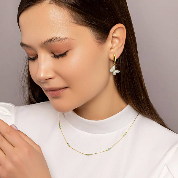 Золотое колье с бирюзой Francelli (арт. 352954жБ) – изображение 3