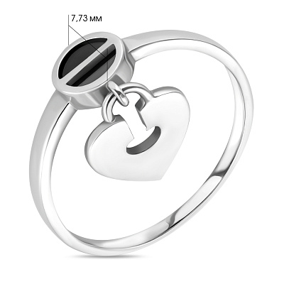 Золотое кольцо «Сердце» с ониксом  (арт. 154842бо)