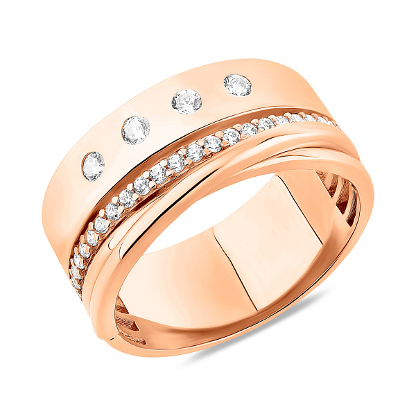 Кольцо из красного золота с фианитами (арт. 156308) – изображение 1