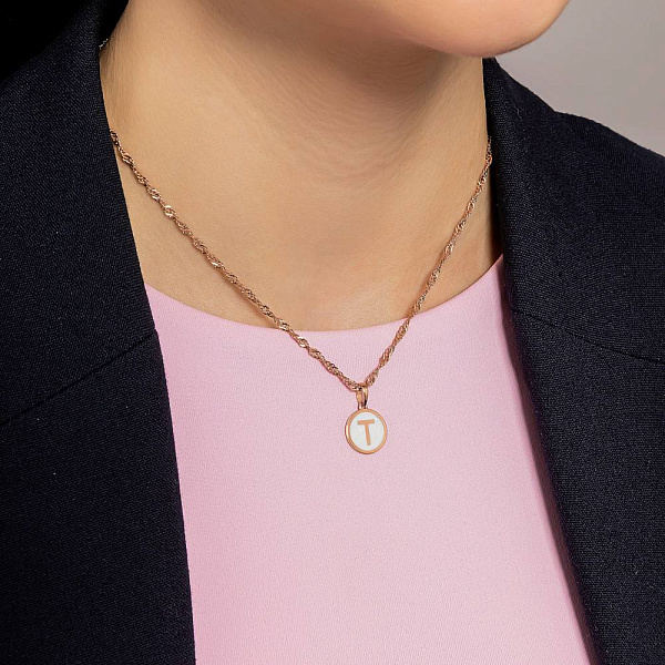 Золотой подвес Буква Т с эмалью (арт. 440995еп) – изображение 2