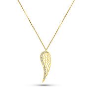 Золотое колье Крылья с фианитами (арт. 352594ж)