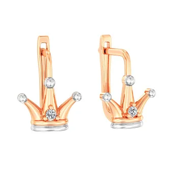 Золоті сережки Корона в червоному кольорі металу (арт. 110818)