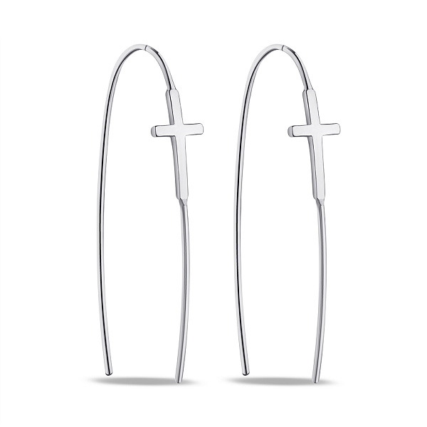 Срібні сережки Хрестики без каменів (арт. 7502/4921) – зображення 1