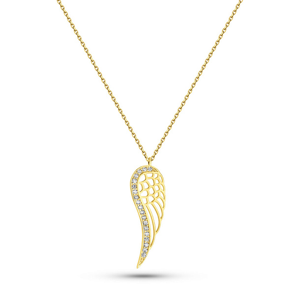 Золотое колье Крылья с фианитами (арт. 352594ж) – изображение 1