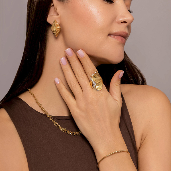 Золота каблучка Francelli з діамантами (арт. К141472070ж) – зображення 8