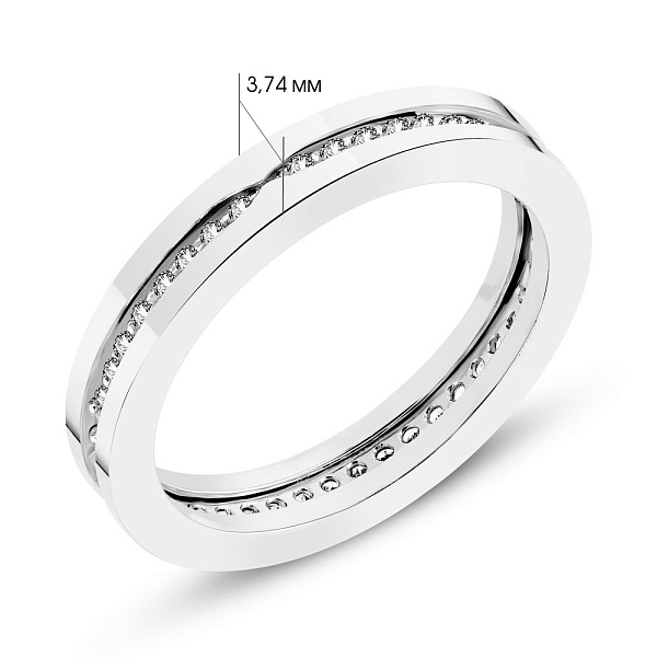 Кольцо из белого золота с дорожкой из фианитов (арт. 155153б) – изображение 2