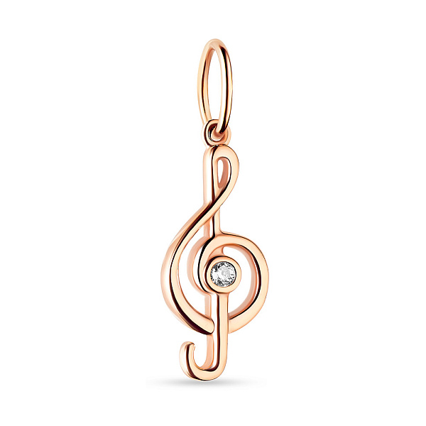 Кулон «Скрипковий ключ» з червоного золота з фіанітом (арт. 424258) – зображення 1