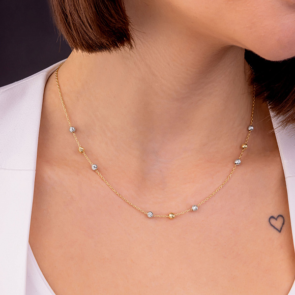 Колье "Шарики" из желтого и белого золота (арт. 352180жб) – изображение 2