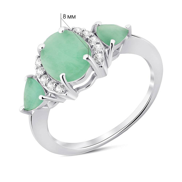 Серебряное кольцо с изумрудами и фианитами (арт. 7501/2111122Изм) – изображение 2