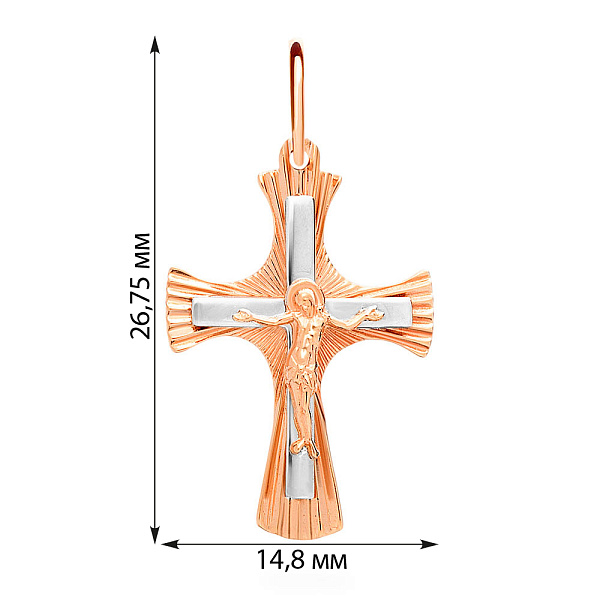Крестик из красного и белого золота (арт. 506002кб) – изображение 2
