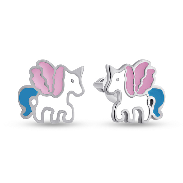 Срібні дитячі сережки з емаллю (арт. 7518/1065вецвсю) – зображення 1