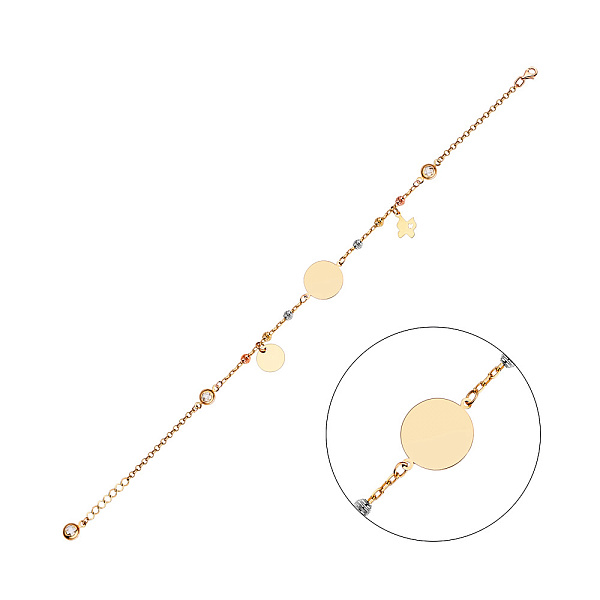 Браслет з золота "Монети" з фіанітами (арт. 325167/10жбкП2) – зображення 1