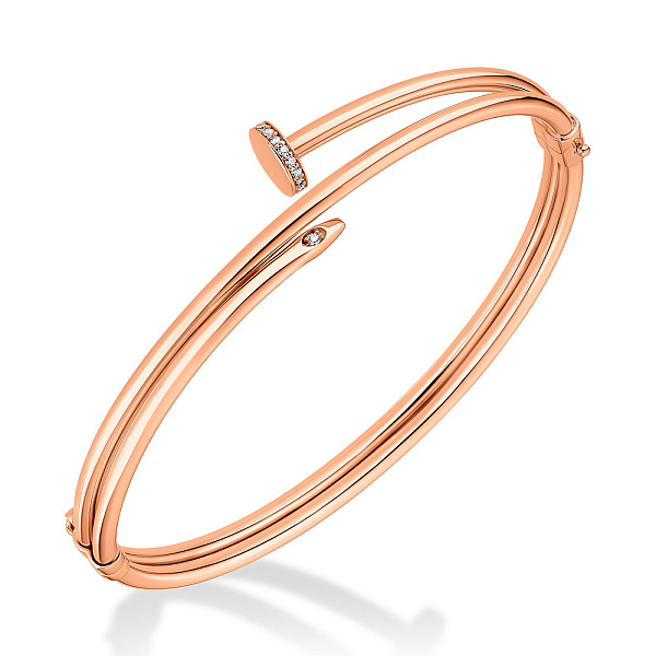 Жесткий браслет "Гвоздь" из золота с фианитами (арт. 325374) – изображение 1