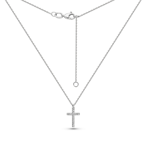 Золотое колье Крестик с бриллиантами (арт. 7103670202) – изображение 2