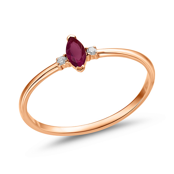 Золотое кольцо с рубином и бриллиантами (арт. К011357р) – изображение 1