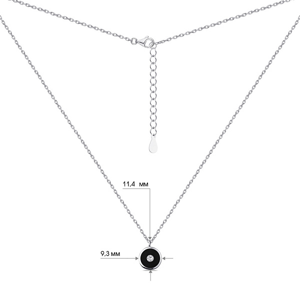 Колье из серебра с черной эмалью и фианитом (арт. 7507/1229/10еч) – изображение 3