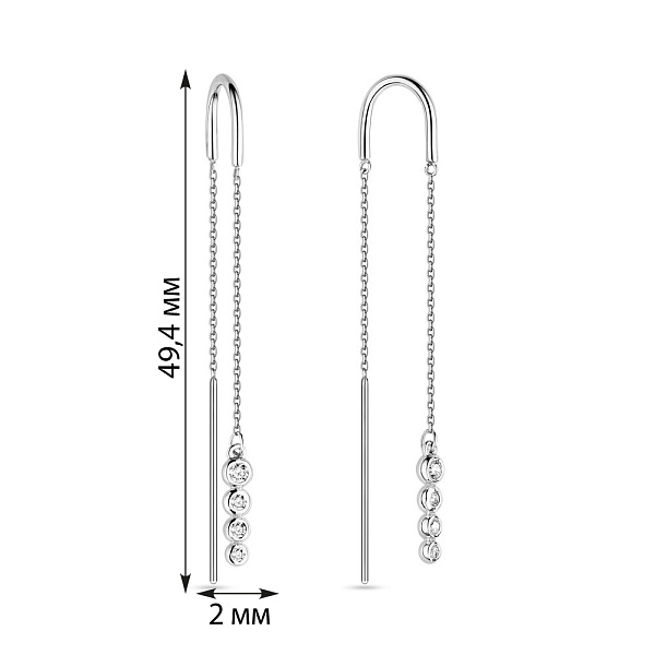 Серьги-протяжки из белого золота с бриллиантами (арт. 2108189202) – изображение 2