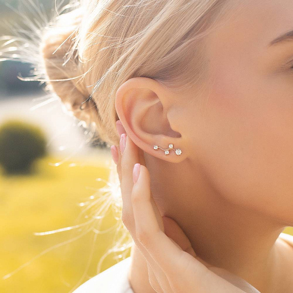 Золоті сережки клаймбери з фіанітами (арт. 110197) – зображення 2