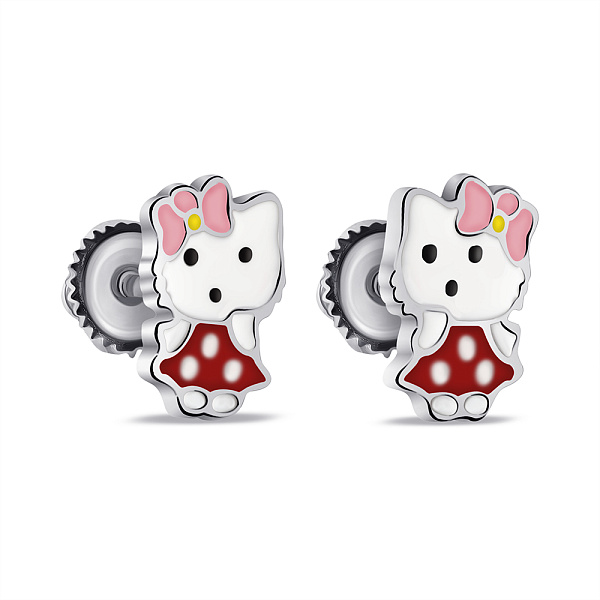 Детские серебряные серьги с эмалью (арт. 7518/7087е) – изображение 1