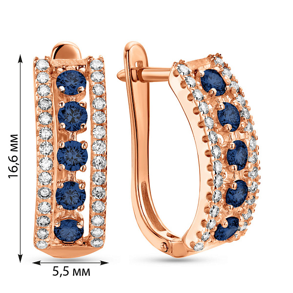 Золоті сережки з діамантами і сапфірами (арт. 2191884201с) – зображення 2